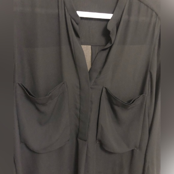 Black tunic style loose light blouse, size L - Picture 4 of 6